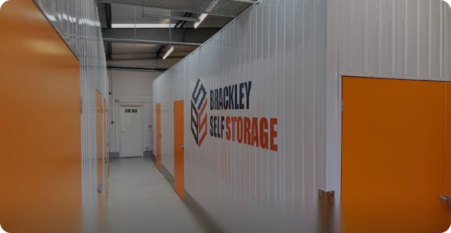 Corridor of storage units inside Brackley Self Storage