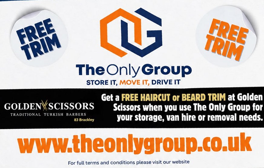 The Only Group loyalty card for a free haircut or beard trim at Golden Scissors